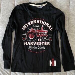 International Harvestor Black Long Sleeve Shirt Kids Small New Farm